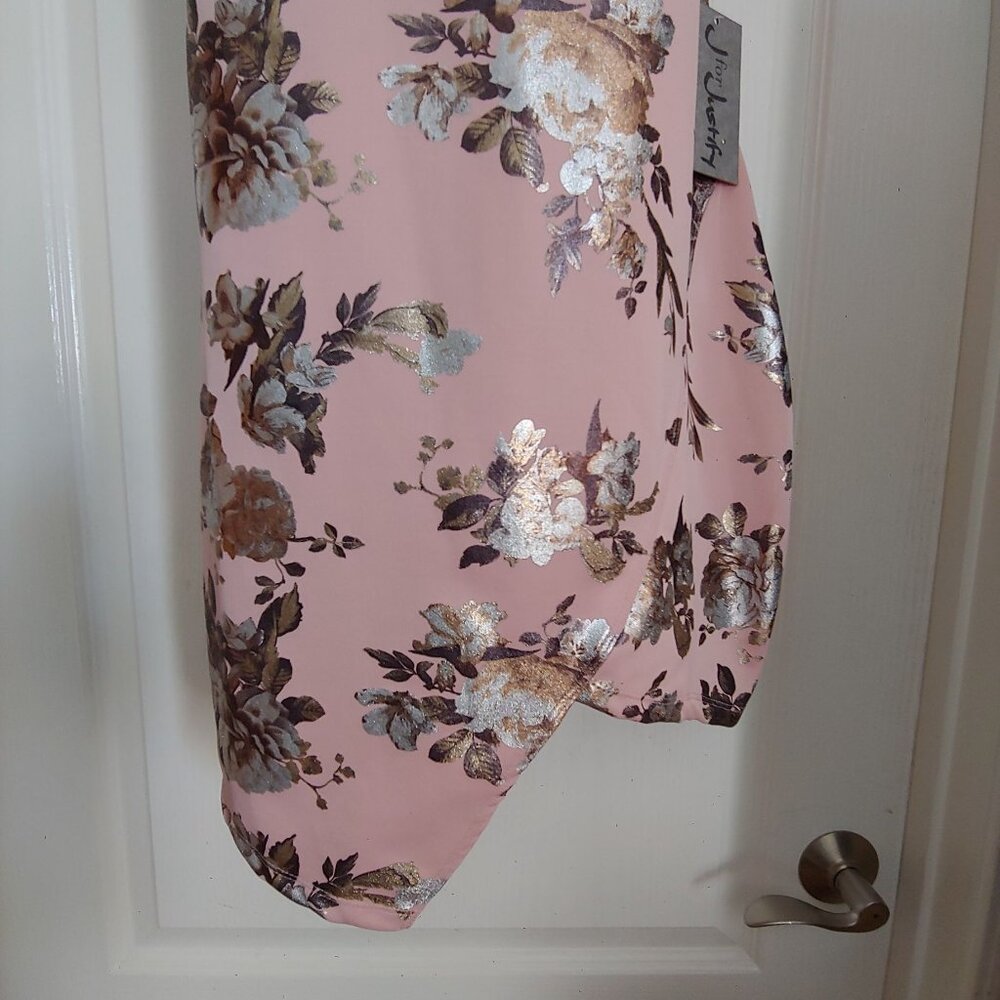 J. For Justify Pink Metallic Floral Sleeveless Summer Dress XL - Picture 5 of 13